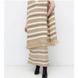 Zara Knit Striped Poncho and Skirt SET